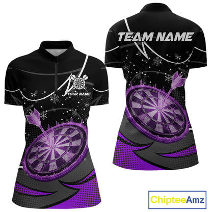 Purple Dartboard Frozen Ice Darts Shirt For Women Custom Darts Jersey Team Polo & Quarter Zip TDM5228