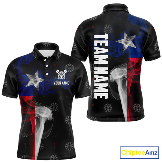 Personalized Texas Flag Smoke Darts Polo & Quarter Zip For Men Custom Texas Darts Team Jersey TDM5487
