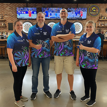Funny Grim Reaper Blue Purple Galaxy Dart Shirts With Pocket Option For Women TDM5490
