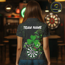 Load image into Gallery viewer, Luckiest Shamrock Grunge Dart Shirts For Women Custom Patrick Day Dart Jersey TDM3591
