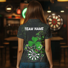 Load image into Gallery viewer, Luckiest Shamrock Grunge Dart Shirts For Women Custom Patrick Day Dart Jersey TDM3591
