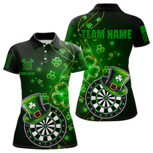 Load image into Gallery viewer, Green Glowing Shamrock Luckiest Dart Shirts For Women Custom St Patrick Day Dart Jerseys Outfit TDM3592