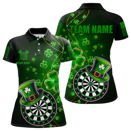 Green Glowing Shamrock Luckiest Dart Shirts For Women Custom St Patrick Day Dart Jerseys Outfit TDM3592