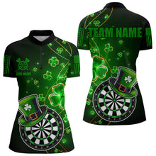 Load image into Gallery viewer, Green Glowing Shamrock Luckiest Dart Shirts For Women Custom St Patrick Day Dart Jerseys Outfit TDM3592