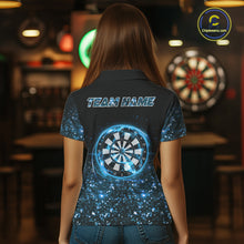 Load image into Gallery viewer, Black And Blue Custom Light Darts Polo &amp; Quarter Zip For Women, Darts Jersey Team Outfit TDM5944