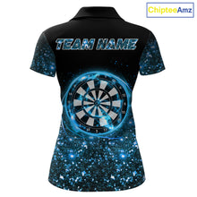 Load image into Gallery viewer, Black And Blue Custom Light Darts Polo &amp; Quarter Zip For Women, Darts Jersey Team Outfit TDM5944
