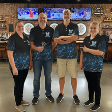 Load image into Gallery viewer, Black And Blue Custom Light Darts Polo &amp; Quarter Zip For Women, Darts Jersey Team Outfit TDM5944