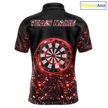 Load image into Gallery viewer, Black And Red Custom Light Darts Polo &amp; Quarter Zip For Men, Darts Jersey Team Outfit TDM5945