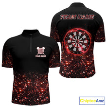 Load image into Gallery viewer, Black And Red Custom Light Darts Polo &amp; Quarter Zip For Men, Darts Jersey Team Outfit TDM5945