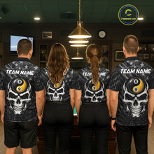 Load image into Gallery viewer, Black US Flag Skull Yin And Yang Custom Billiard Shirts For Men, 8 Ball &amp; 9 Ball Pool Team Jersey TDM6531