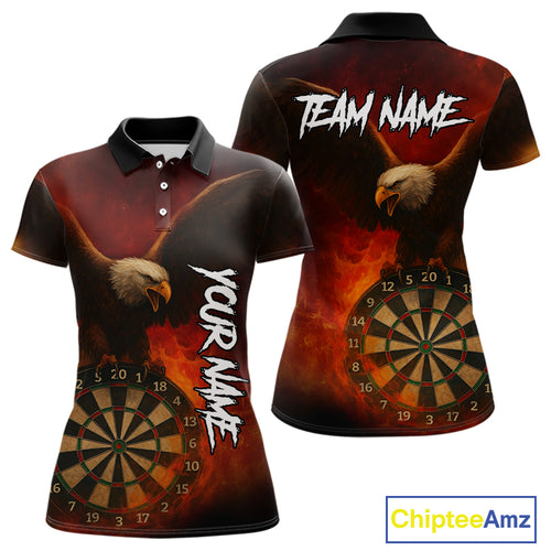 Personalized Fire Flame Eagle Dart Shirts For Women Custom Darts Team Jersey Polo & Quarter Zip TDM4209