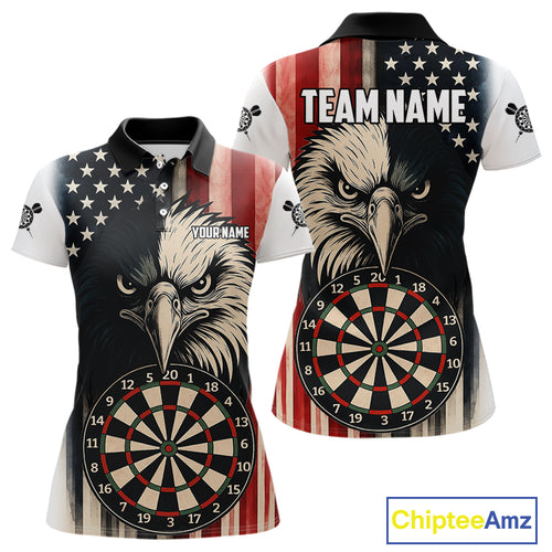 Personalized Vintage American Flag Eagle Darts Shirt For Women Custom Patriotic Darts Team Jerseys TDM4212
