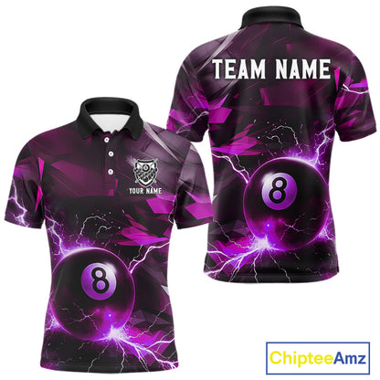Purple 8 Ball Pool Thunder Lightning Billiard Shirt For Men Custom Billiard League Team Jerseys TDM4374