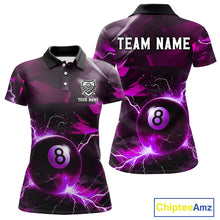 Load image into Gallery viewer, Purple 8 Ball Pool Thunder Lightning Billiard Shirt For Women Custom Billiard League Team Jerseys TDM4374