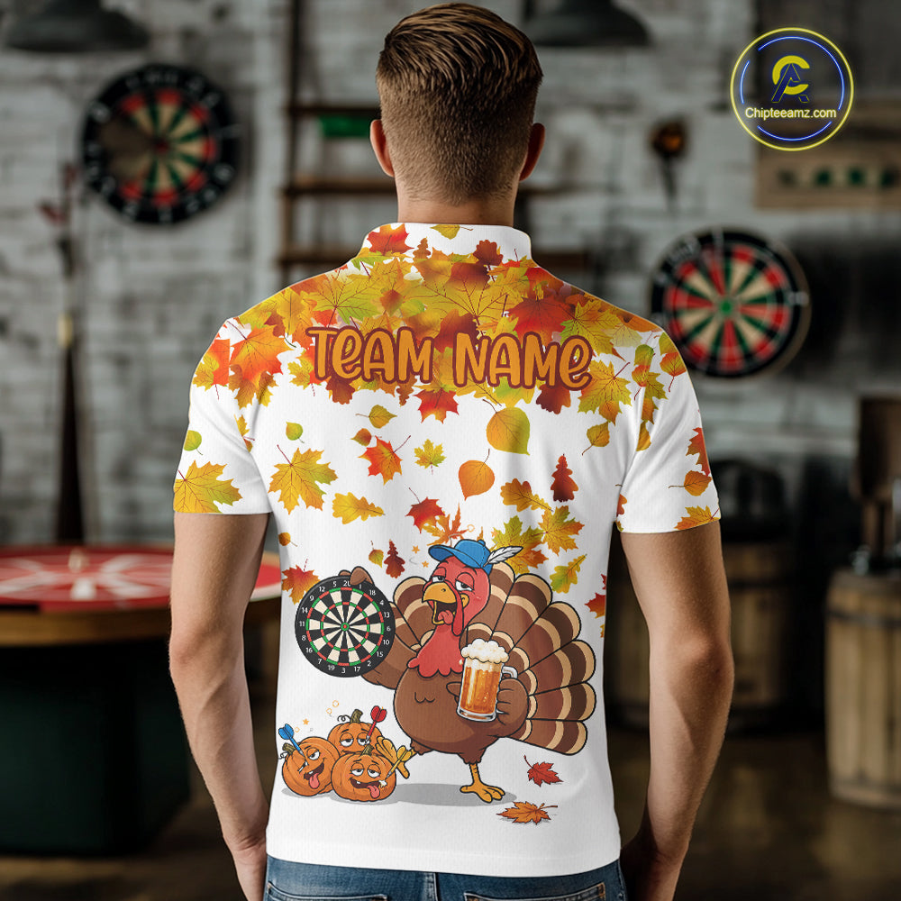 Funny Drunk Turkey Autumn Darts Shirts For Men Custom Thanksgiving Darts Team Jersey, Darts Gifts TDM7274
