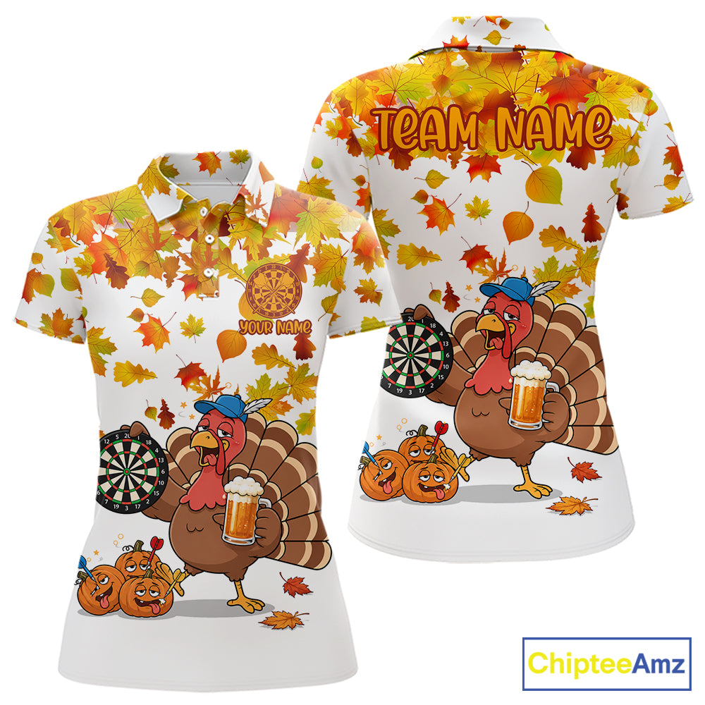 Funny Drunk Turkey Autumn Darts Shirts For Women Custom Thanksgiving Darts Team Jersey, Darts Gifts TDM7274