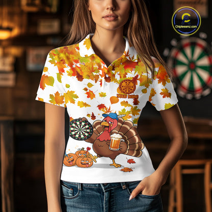 Funny Drunk Turkey Autumn Darts Shirts For Women Custom Thanksgiving Darts Team Jersey, Darts Gifts TDM7274