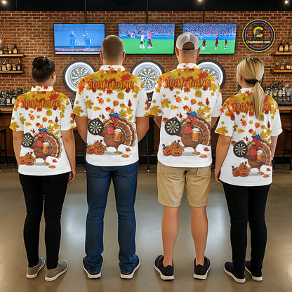 Funny Drunk Turkey Autumn Darts Shirts For Men Custom Thanksgiving Darts Team Jersey, Darts Gifts TDM7274