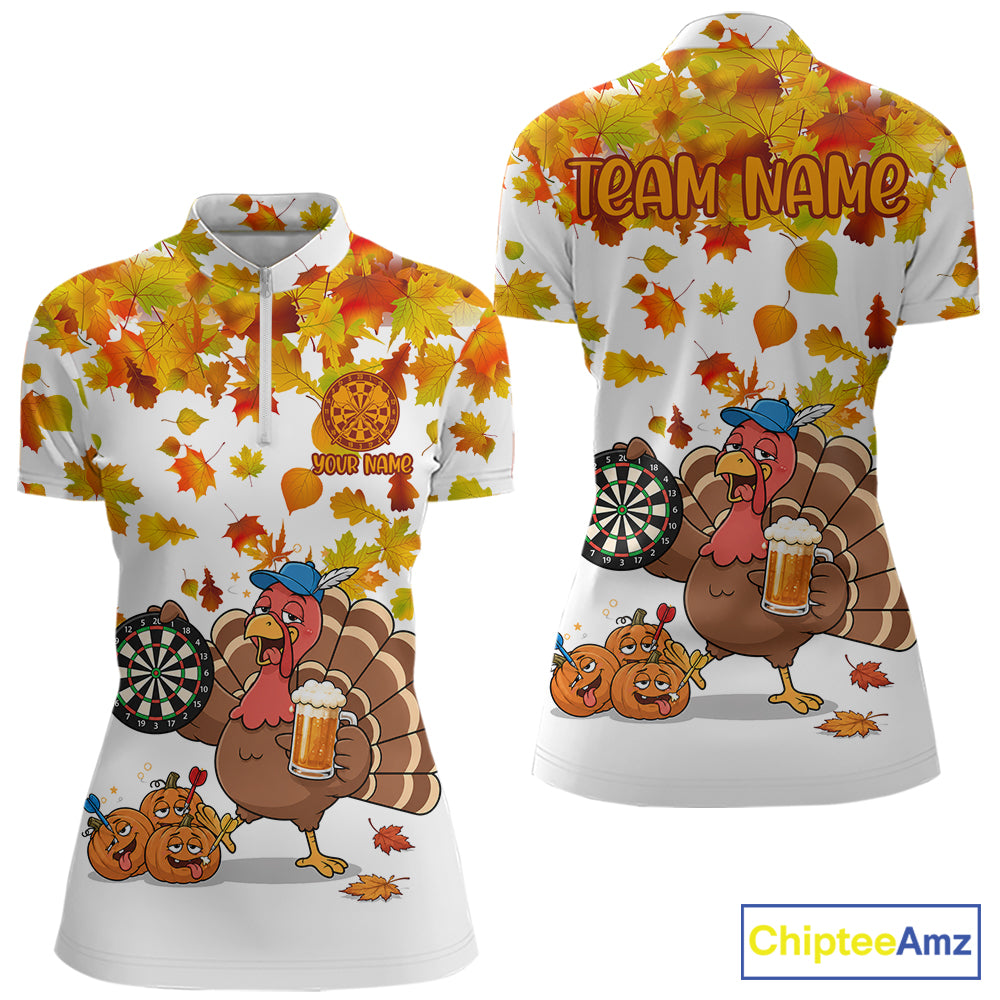 Funny Drunk Turkey Autumn Darts Shirts For Women Custom Thanksgiving Darts Team Jersey, Darts Gifts TDM7274