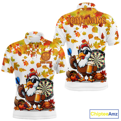 Funny Turkey Beer Autumn Darts Shirts For Men Custom Thanksgiving Darts Team Jersey, Darts Gifts TDM7275