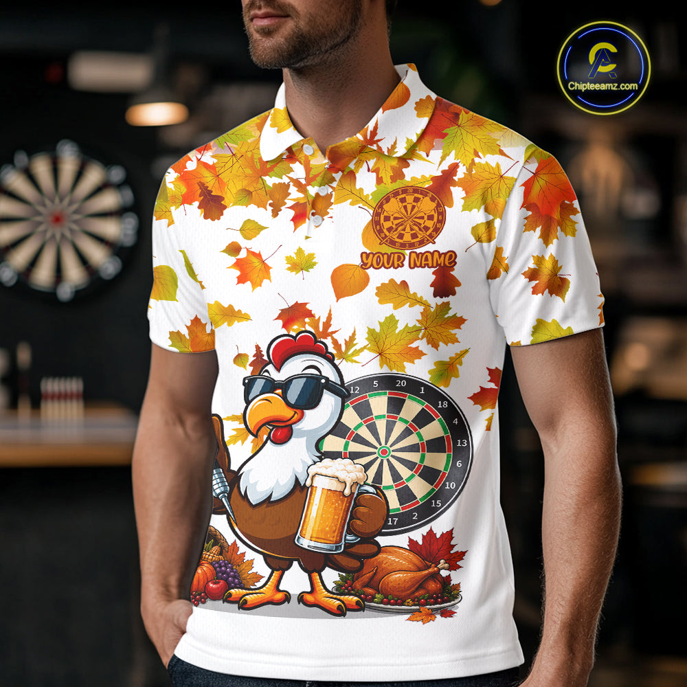 Funny Turkey Beer Autumn Darts Shirts For Men Custom Thanksgiving Darts Team Jersey, Darts Gifts TDM7275