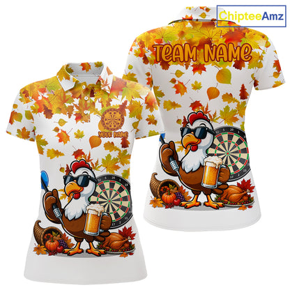 Funny Turkey Beer Autumn Darts Shirts For Women Custom Thanksgiving Darts Team Jersey, Darts Gifts TDM7275