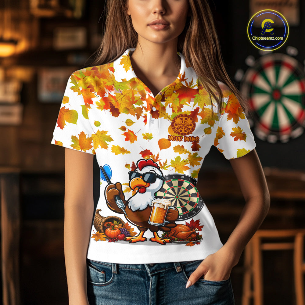Funny Turkey Beer Autumn Darts Shirts For Women Custom Thanksgiving Darts Team Jersey, Darts Gifts TDM7275