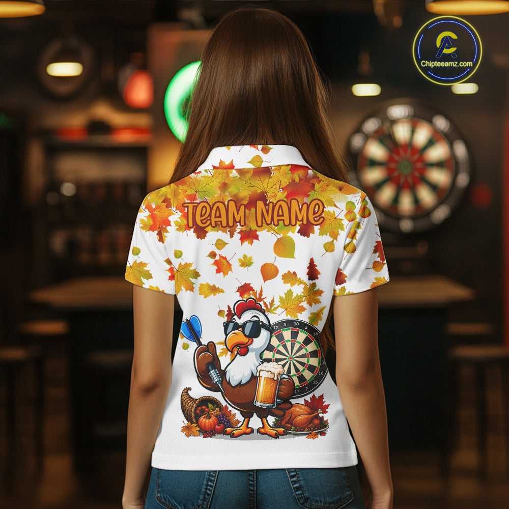 Funny Turkey Beer Autumn Darts Shirts For Women Custom Thanksgiving Darts Team Jersey, Darts Gifts TDM7275
