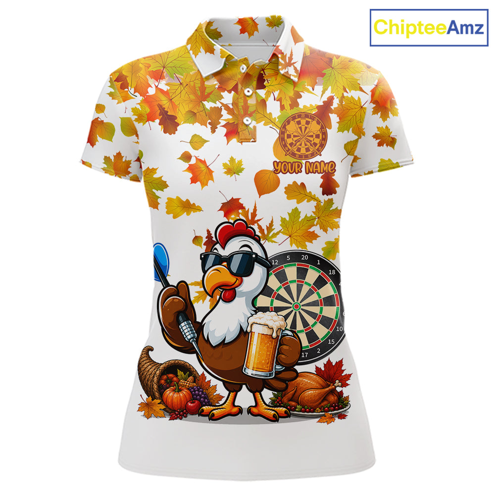 Funny Turkey Beer Autumn Darts Shirts For Women Custom Thanksgiving Darts Team Jersey, Darts Gifts TDM7275