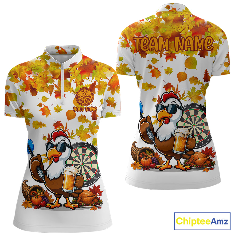 Funny Turkey Beer Autumn Darts Shirts For Women Custom Thanksgiving Darts Team Jersey, Darts Gifts TDM7275