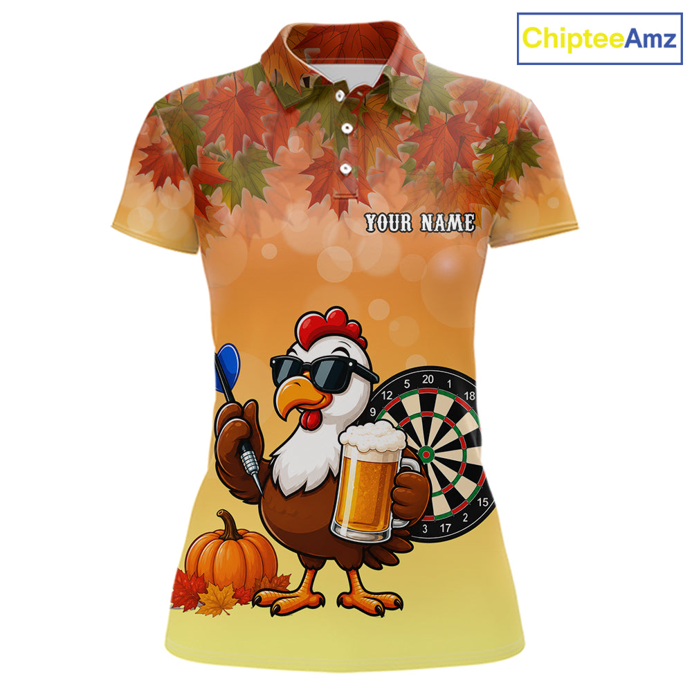 Orange Funny Turkey Beer Autumn Darts Shirts For Women Custom Thanksgiving Darts Jersey Darts Gifts TDM7277