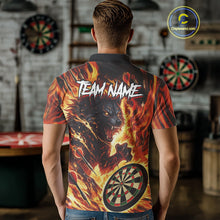 Load image into Gallery viewer, Orange Flaming Wolf Dartboard Jersey For Men Custom Darts League Team Shirt Polo &amp; Quarter Zip TDM5022