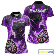 Load image into Gallery viewer, Purple Flaming Wolf Dartboard Jersey For Women Custom Darts League Team Shirt Polo &amp; Quarter Zip TDM5024