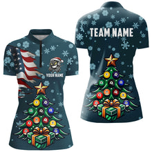 Load image into Gallery viewer, Personalized Christmas Billiard Shirts For Women Custom US Flag Christmas Pine Tree Billiard Jerseys TDM3010