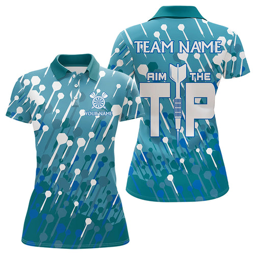 Aim The Tip Arrow Pattern Custom Dart Shirts For Women, Funny Dart Team Shirts Dart Jerseys | Blue TDM3246