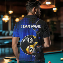 Load image into Gallery viewer, Funny Ying And Yang Eyes Of Wolf Billiard Shirts For Men Custom 8 &amp; 9 Ball Billiard Jerseys | Blue TDM3597