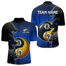 Load image into Gallery viewer, Funny Ying And Yang Eyes Of Wolf Billiard Shirts For Men Custom 8 &amp; 9 Ball Billiard Jerseys | Blue TDM3597
