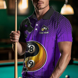 Funny Ying And Yang Eyes Of Wolf Billiard Shirts For Men Custom 8 & 9 Ball Billiard Jerseys |Purple TDM3598