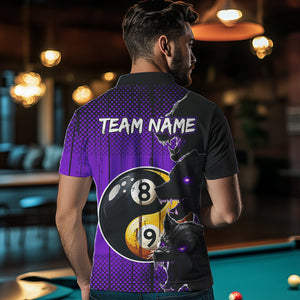 Funny Ying And Yang Eyes Of Wolf Billiard Shirts For Men Custom 8 & 9 Ball Billiard Jerseys |Purple TDM3598