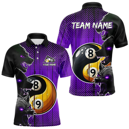 Funny Ying And Yang Eyes Of Wolf Billiard Shirts For Men Custom 8 & 9 Ball Billiard Jerseys |Purple TDM3598