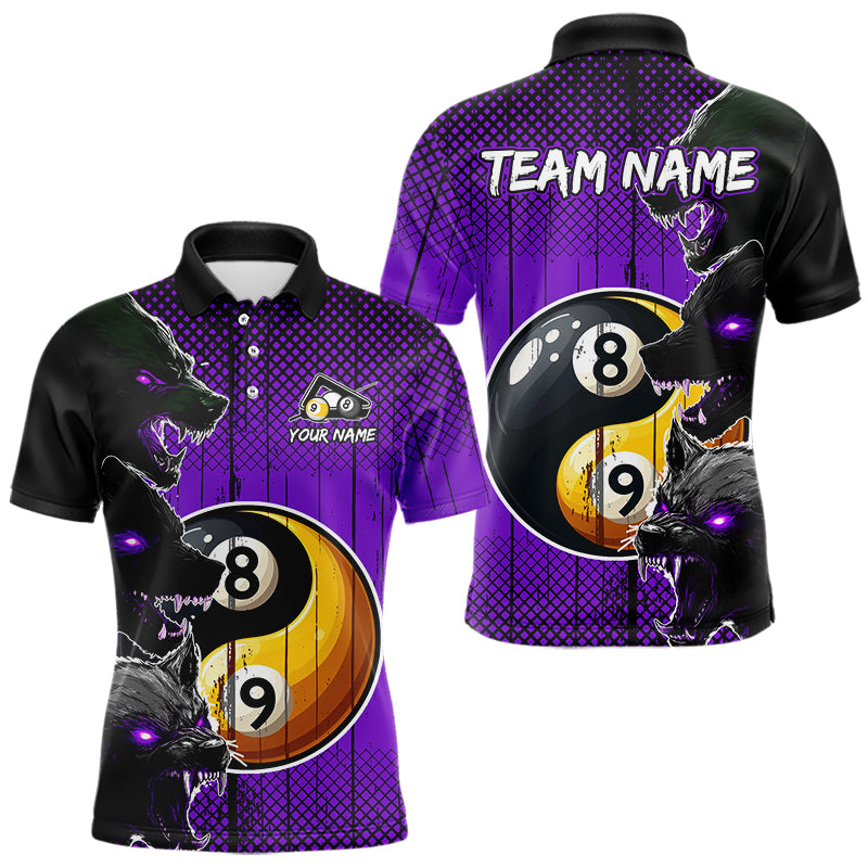 Funny Ying And Yang Eyes Of Wolf Billiard Shirts For Men Custom 8 & 9 Ball Billiard Jerseys |Purple TDM3598