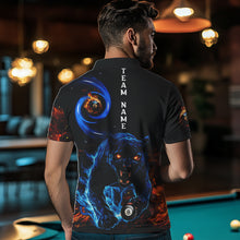 Load image into Gallery viewer, Personalized Orange And Blue Flaming 3D Panther Billiard Shirts For Men, Cool Team Billiard Jerseys TDM3600