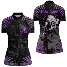 Load image into Gallery viewer, Funny Skull Claw Pattern Custom Women Billiard Shirts, Grunge Purple Black Team Billiard Jerseys TDM3751