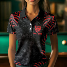 Load image into Gallery viewer, Funny Skull Claw Pattern Custom Women Billiard Shirts, Grunge Red Black Team Billiard Jerseys TDM3752