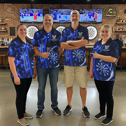 Blue Dartboard Lightning Darts Shirt For Women Custom Flame Darts Team Jersey Polo & 1/4 Zip TDM6113