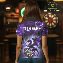 Load image into Gallery viewer, Custom Purple Thunder Lightning Dragon Darts Shirt For Women, Darts League Jersey Polo &amp; 1/4 Zip TDM4385