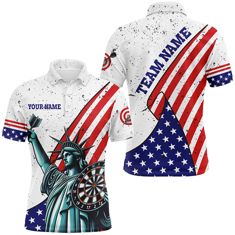 Personalized The Statue Of Liberty Darts Shirts For Men Custom US Flag Patriotic Darts Jerseys TDM2268