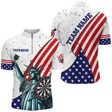 Load image into Gallery viewer, Personalized The Statue Of Liberty Darts Shirts For Men Custom US Flag Patriotic Darts Jerseys TDM2268