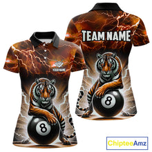 Load image into Gallery viewer, Lightning Thunder Tiger Custom Orange 8 Ball Pool Shirts For Women, Billiard Team League Jerseys TDM4814