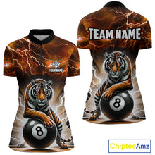Load image into Gallery viewer, Lightning Thunder Tiger Custom Orange 8 Ball Pool Shirts For Women, Billiard Team League Jerseys TDM4814